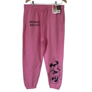 Disney NWT Minnie Mouse Pink Fleece Elastic Waistband Jogger Sweatpants Size XL